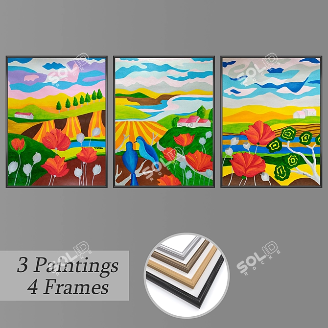 Versatile Set of Wall Paintings 3D model image 1