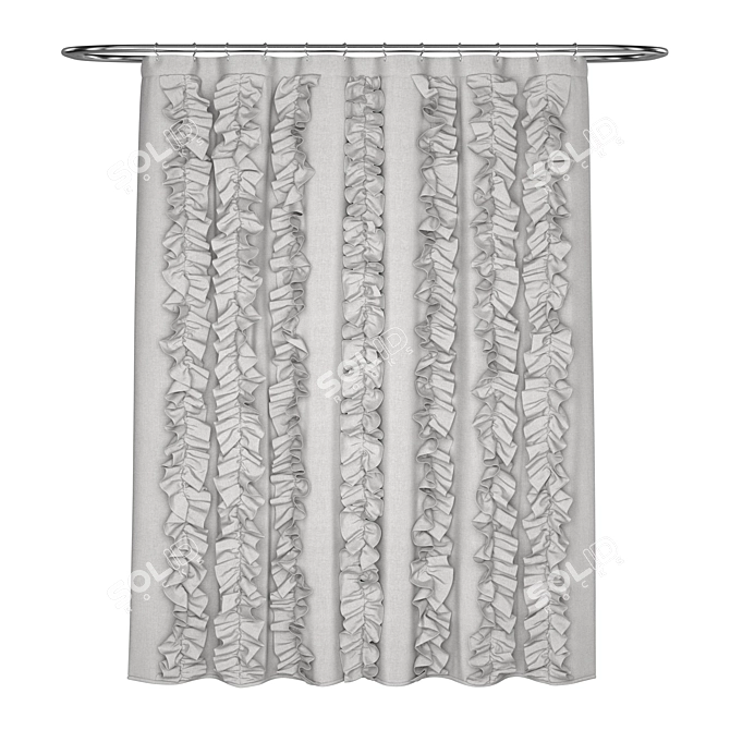 Elegant Waterproof Shower Curtain 3D model image 1