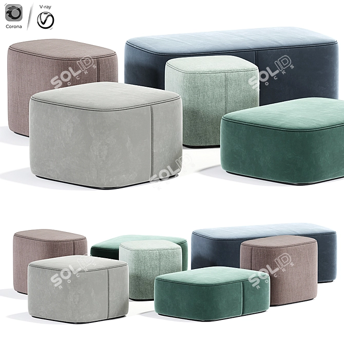 Maris Corner Pouf - Elegant and Versatile Seating 3D model image 2