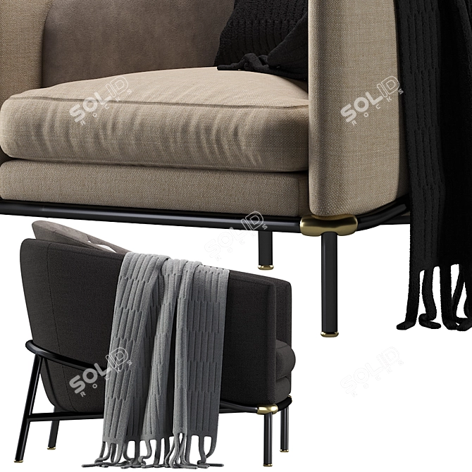 Elegant Minotti Fil Noir Armchair 3D model image 4