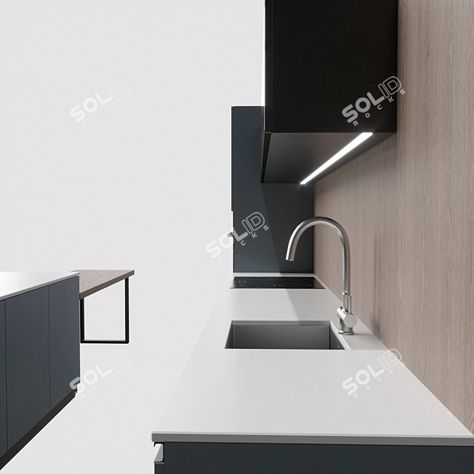 Blue Kitchen Set: Omoikiri Mixer, Kuppersbusch Oven & Microwave 3D model image 3