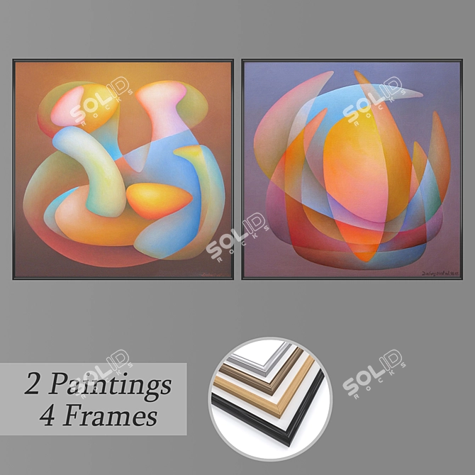 Versatile Set of Wall Paintings & Frames 3D model image 1