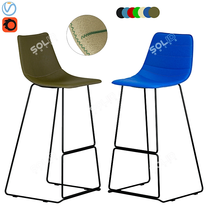 Modern Orange Bar Stool: Elegant and Comfortable 3D model image 1