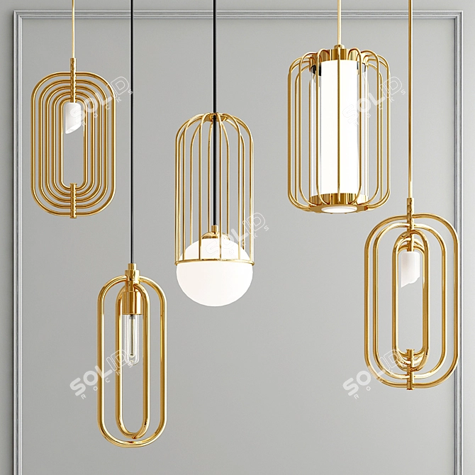 Elegant Gold Pendant Light 3D model image 1