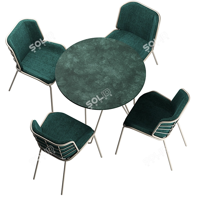 Italian Handmade Traba Skin Met Dining Table 3D model image 4