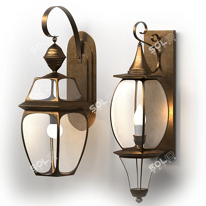 Classic Dual Wall Lights 3D model image 1