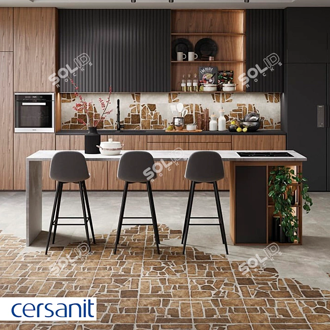 Cersanit Woodland Porcelain Tile: Gray Elegance 3D model image 2