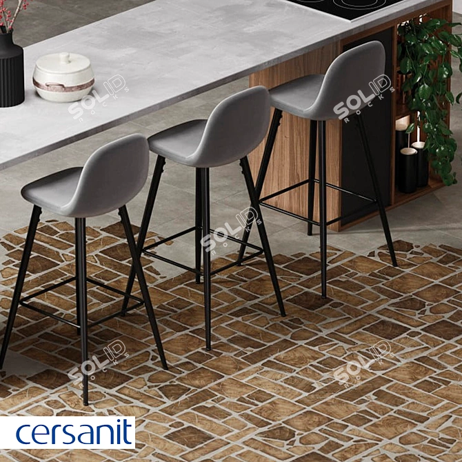 Cersanit Woodland Porcelain Tile: Gray Elegance 3D model image 3