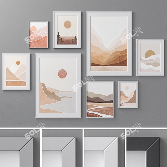 Colorful Photo Frames Set 3D model image 1