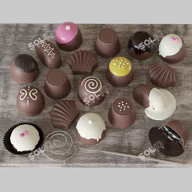 14-Piece Chocolate Bonbon Set 3D model image 2