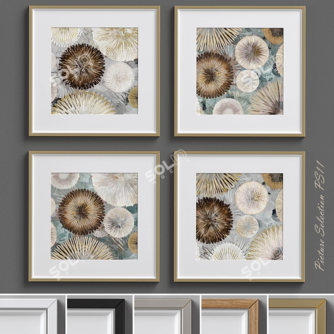 Coastal Floral Pattern Wall Art 3D model image 1