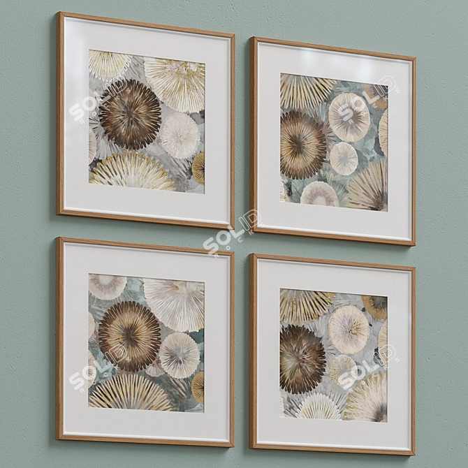 Coastal Floral Pattern Wall Art 3D model image 2