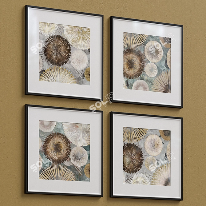 Coastal Floral Pattern Wall Art 3D model image 3