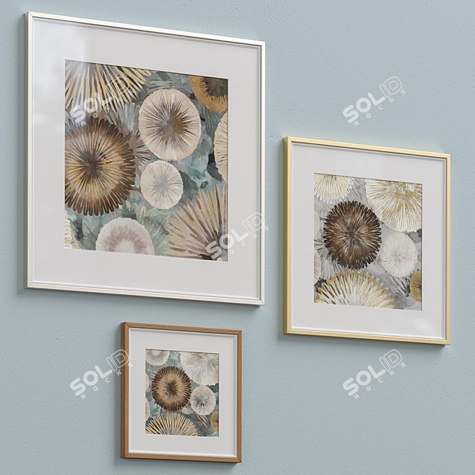 Coastal Floral Pattern Wall Art 3D model image 4