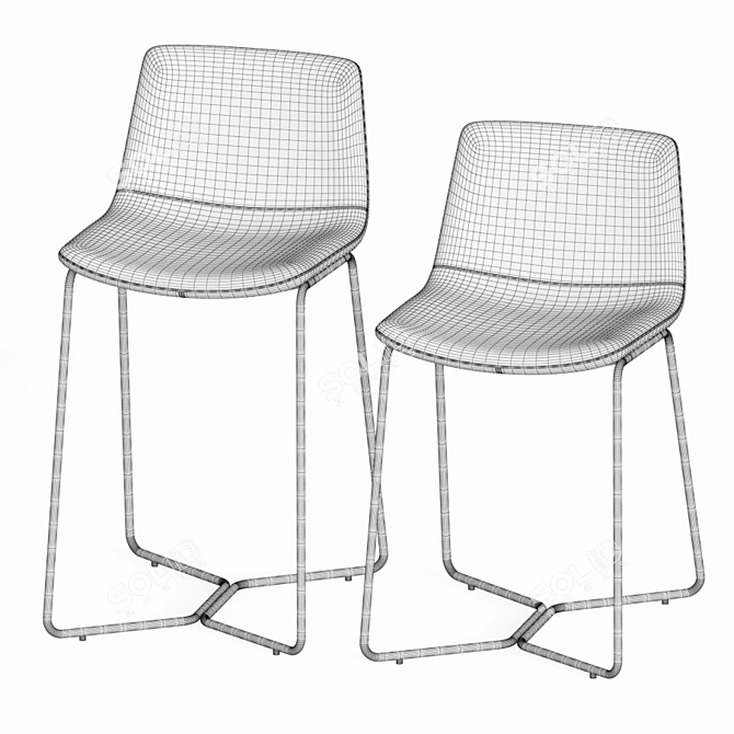 Sleek Upholstered Stools for Bars & Counters 3D model image 4