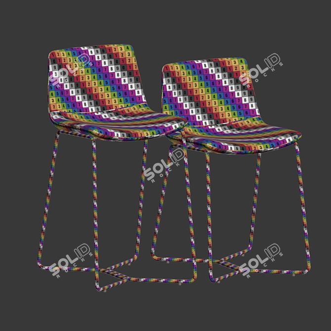 Sleek Upholstered Stools for Bars & Counters 3D model image 5