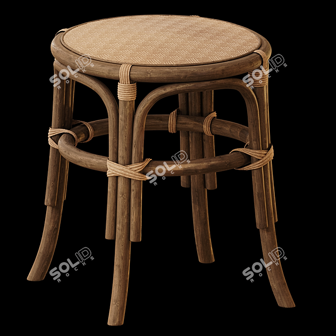 Elegant Rattan Stool 3D model image 1