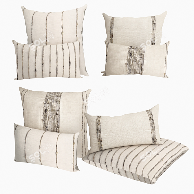 Marled Stripe Handwoven Pillows: Restoration Hardware Collection 3D model image 1