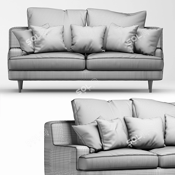 Elegant Green Velvet Sofa 3D model image 3