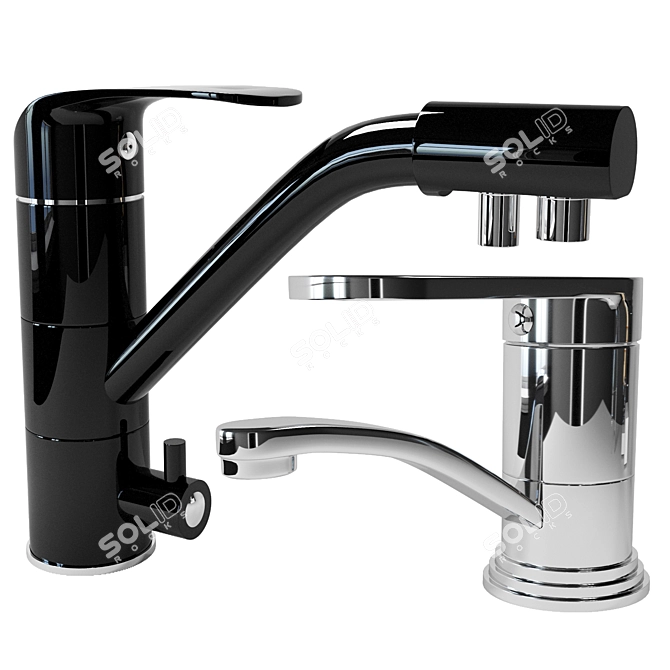 4-Piece Mixer Set: Zorg Steel Hammer, Bennberg, Nicolazzi, Kitchen Sink Shower 3D model image 2