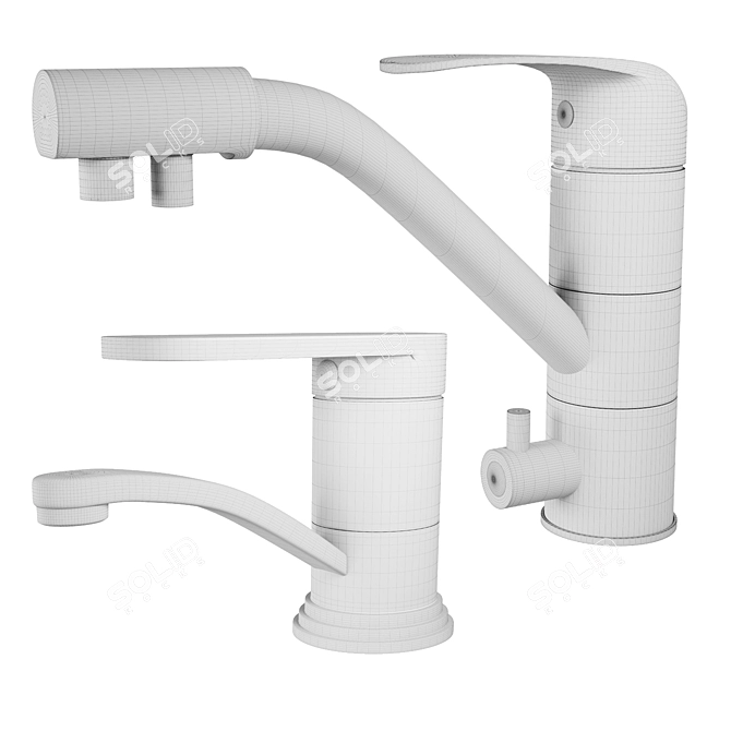 4-Piece Mixer Set: Zorg Steel Hammer, Bennberg, Nicolazzi, Kitchen Sink Shower 3D model image 4