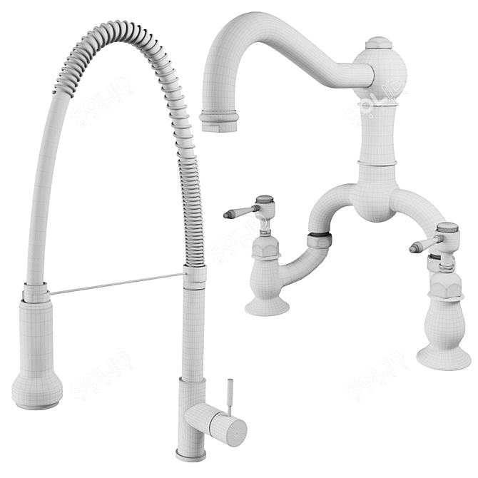 4-Piece Mixer Set: Zorg Steel Hammer, Bennberg, Nicolazzi, Kitchen Sink Shower 3D model image 5