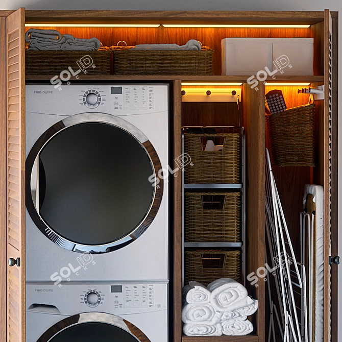 Laundry Room Bliss: Decorative Wardrobe Essentials 3D model image 3