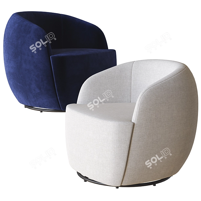Navy Velvet Gwyneth Chair by CB2 3D model image 2