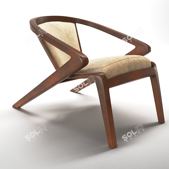 Portuguese Roots Chair in Wood & Fabric 3D model image 2