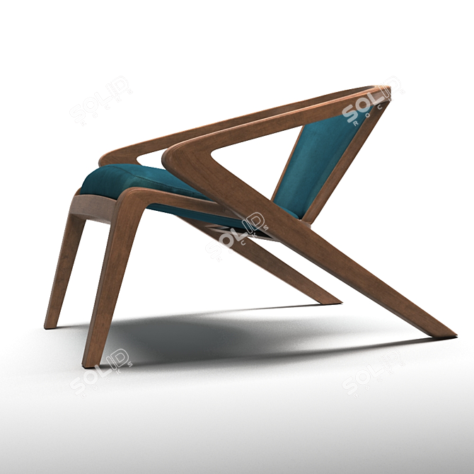 Portuguese Roots Chair in Wood & Fabric 3D model image 3