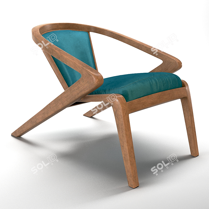 Portuguese Roots Chair in Wood & Fabric 3D model image 4