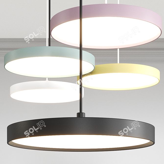 Sleek Round Pendant Lamp 3D model image 1