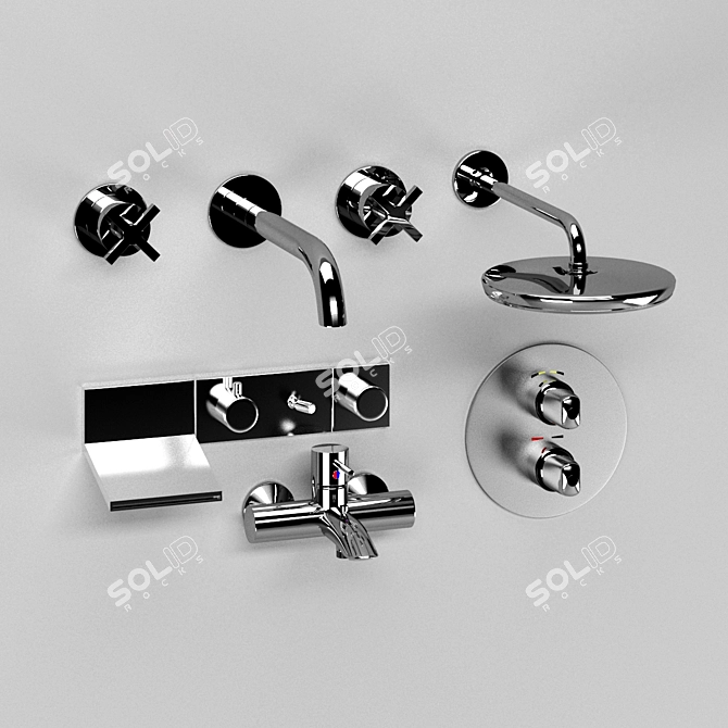 Modern Bathroom Accessories Collection 3D model image 3