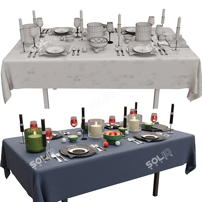 Corona Render Tableware Set 3D model image 3