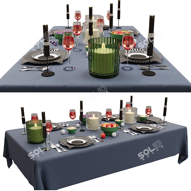 Corona Render Tableware Set 3D model image 5