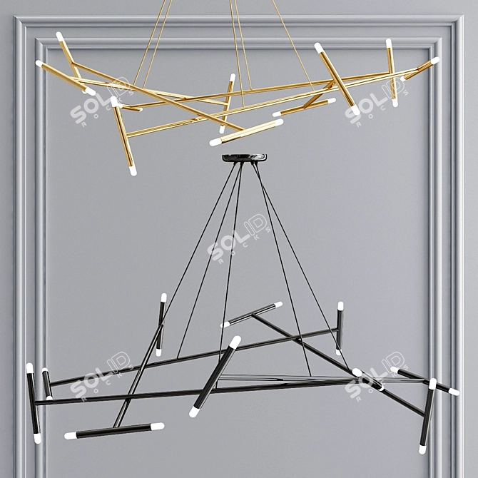 Elegant Petite & Pentagone Chandeliers 3D model image 3