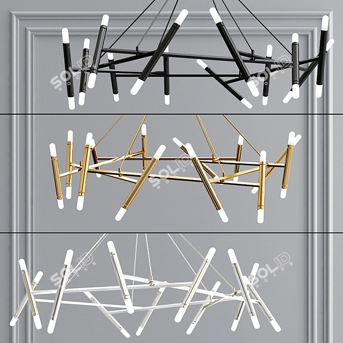 Elegant Petite & Pentagone Chandeliers 3D model image 4