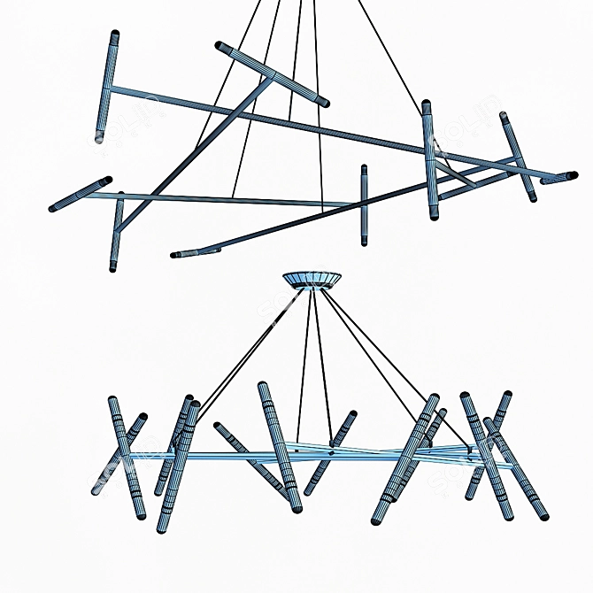 Elegant Petite & Pentagone Chandeliers 3D model image 5