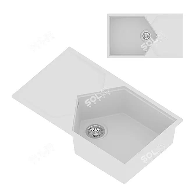 KitKraken Sea White Kitchen Sink 3D model image 1