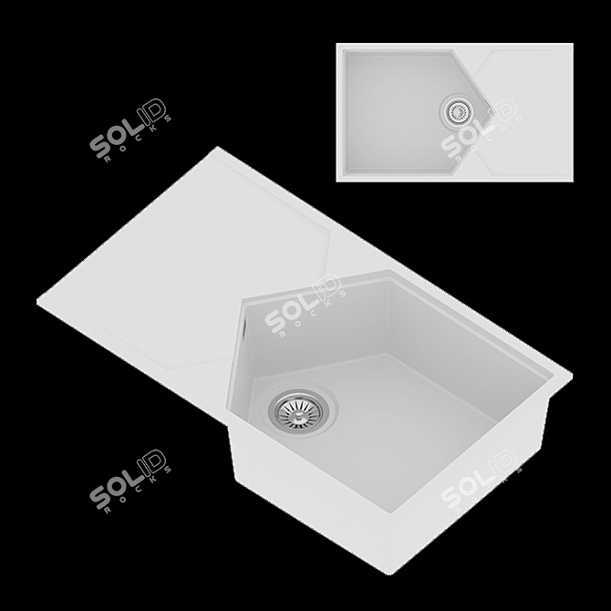 KitKraken Sea White Kitchen Sink 3D model image 2