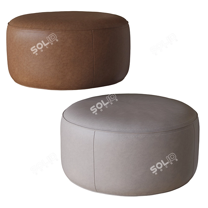 Luxury Leather Pouf 3D model image 2