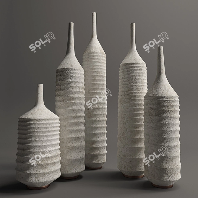 Modern Concrete Decor Vases Set 3D model image 1