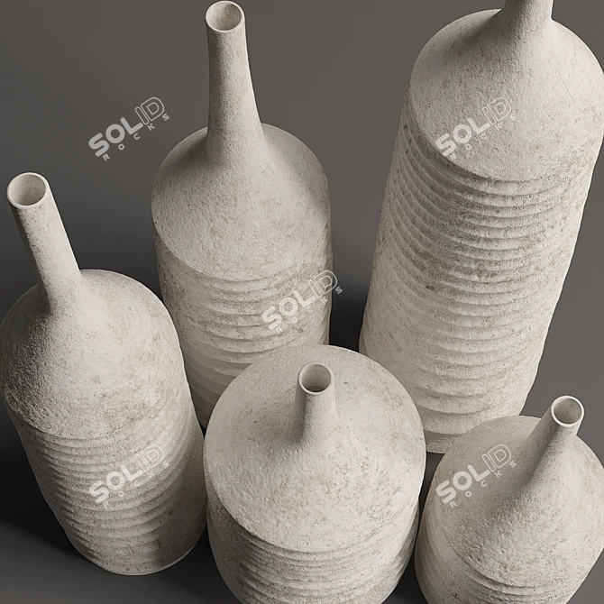 Modern Concrete Decor Vases Set 3D model image 2