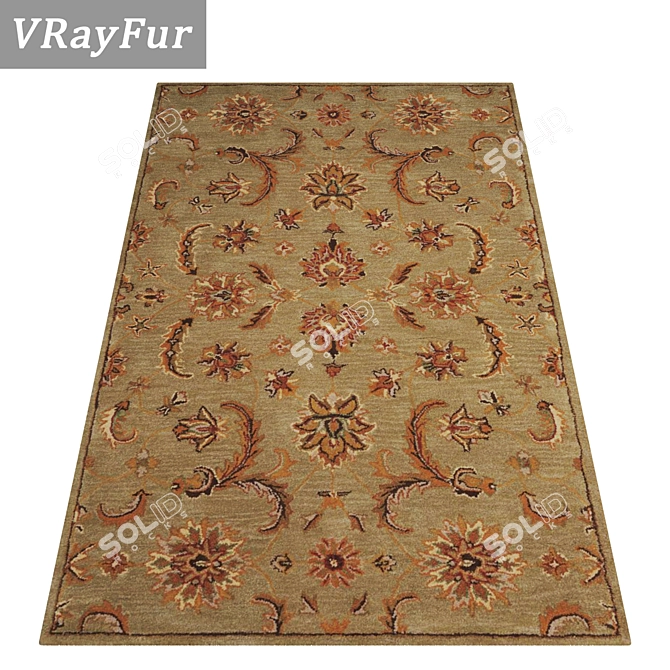 Title: Luxury Fur Rug Set 3D model image 2