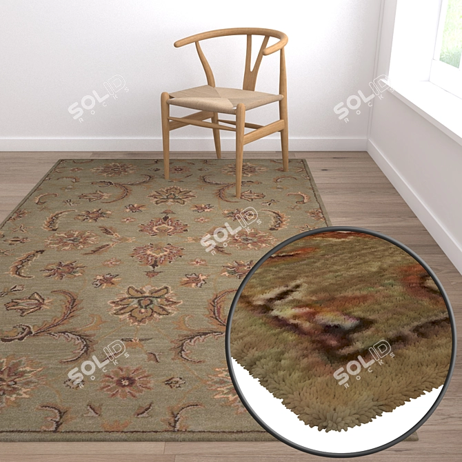 Title: Luxury Fur Rug Set 3D model image 5