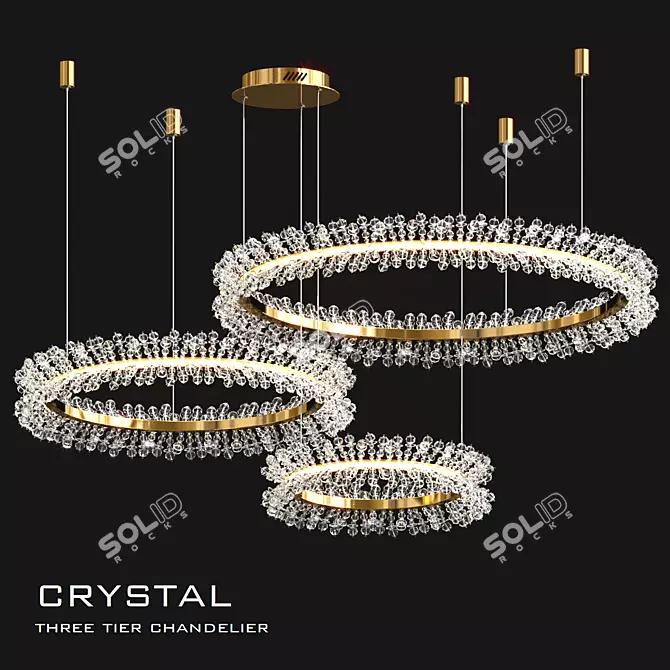 Crystal Tree Tiers Chandelier - Elegant Lighting Fixture 3D model image 1