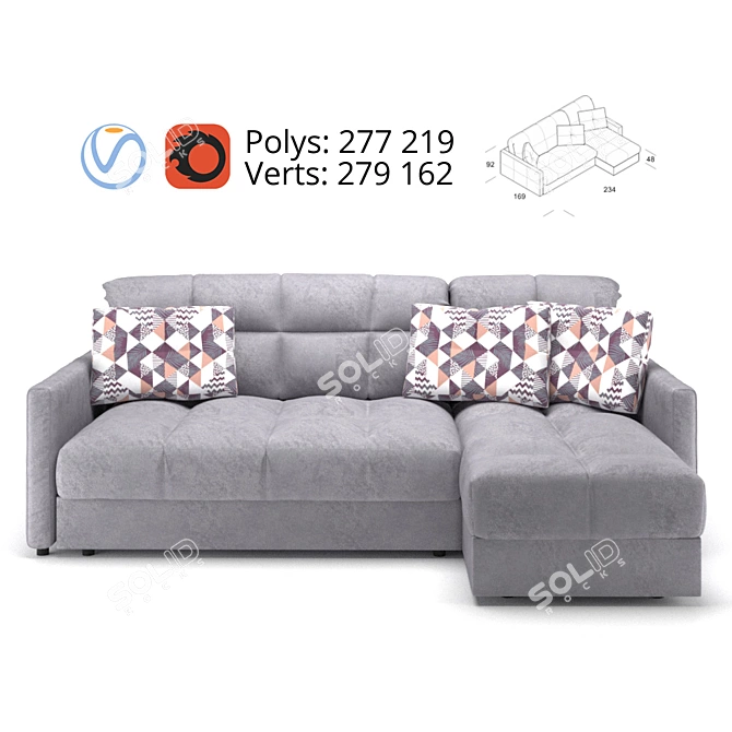 Title: Moon 015 Sofa: Elegant Comfort 3D model image 2