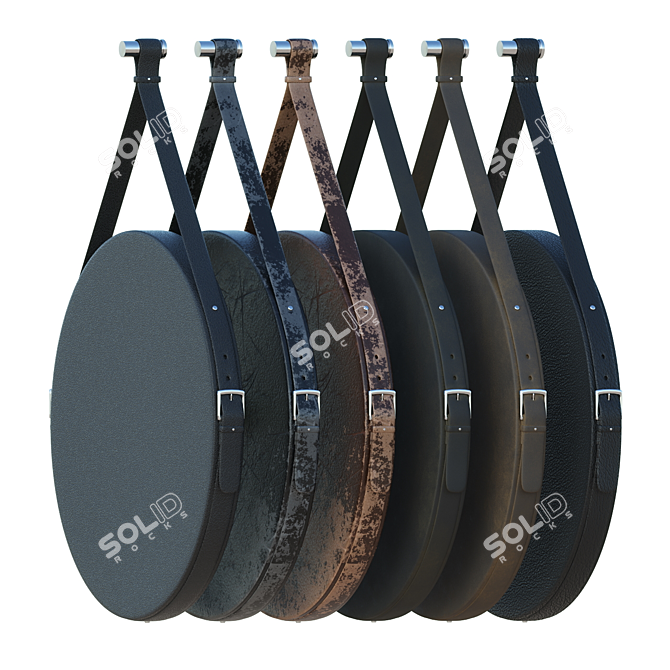 Leather Strap Round Mirror 3D model image 2