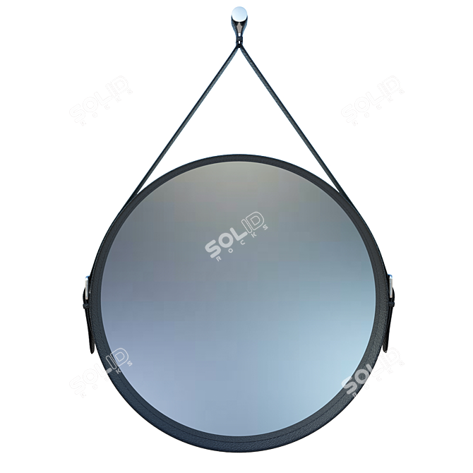 Leather Strap Round Mirror 3D model image 3