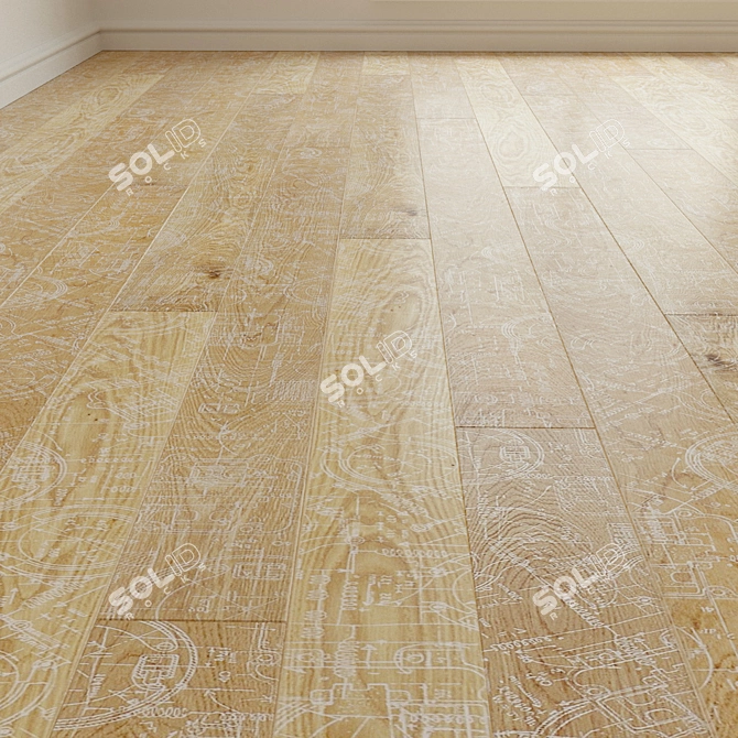 Distressed Oak Laminate Flooring 3D model image 1